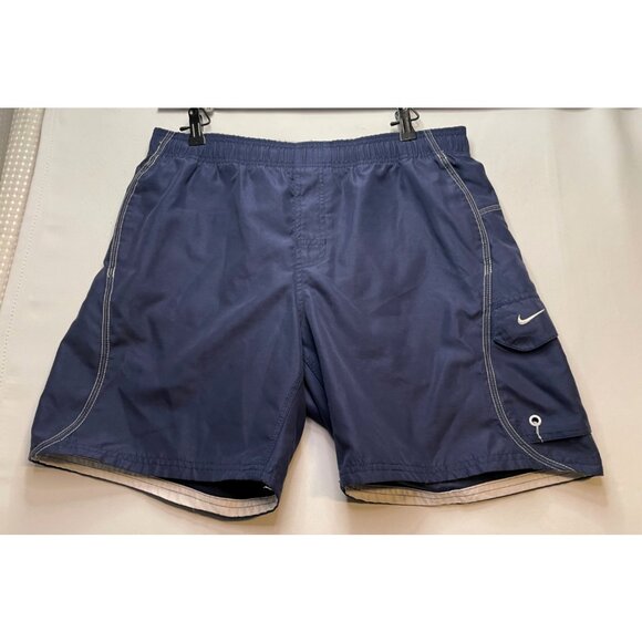 Nike swim trunks shorts mens medium 31 x 7 drawstrings blue - Picture 1 of 9